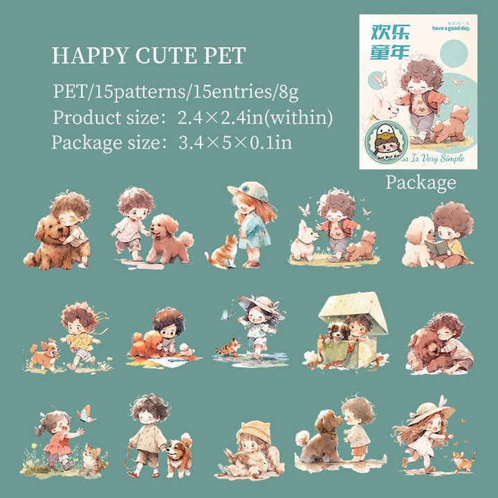 Happy Childhood PET Stickers Creative Designs for Kids Journal Projects