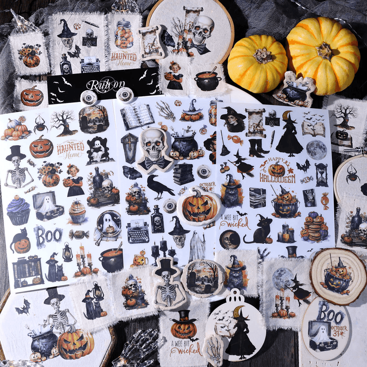 Happy Halloween Transfer Stickers Spooky Fun Elements