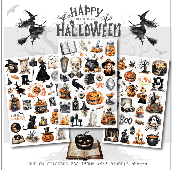 Happy Halloween Transfer Stickers Trick Or Treat Stickers Suitable for Scrapbook