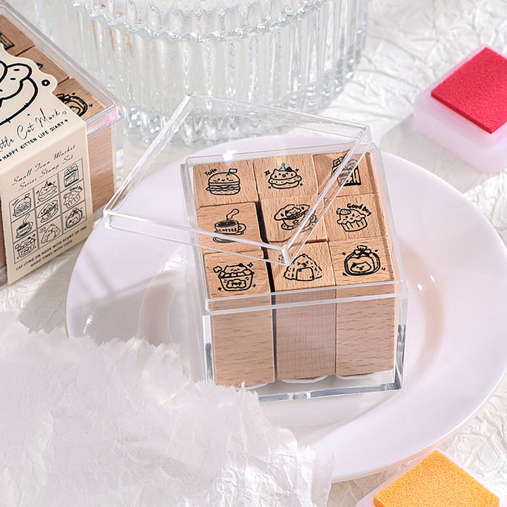 Happy Puppy Wooden Cartoon Stamps with Cute Dog and House Designs for Journal Decoration