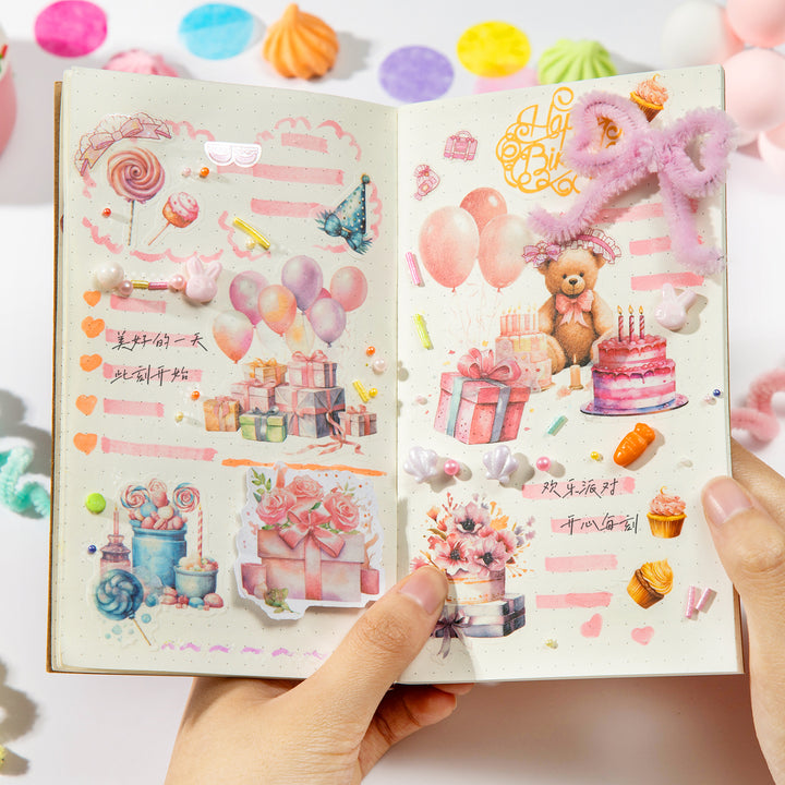 Happy party Dual-material Washi Stickers Romance Flower Plant Festival Stickers