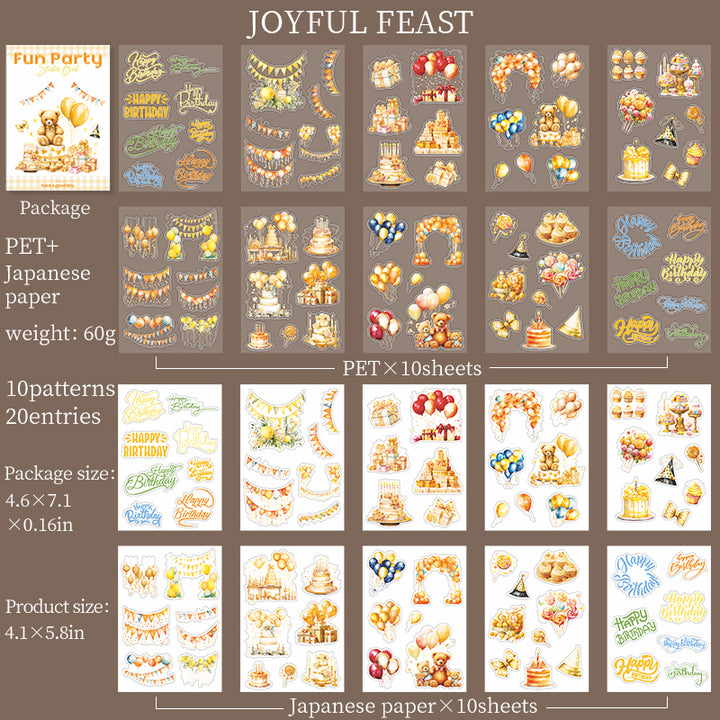 Happy party Dual-material Washi Stickers for Scrapbooking