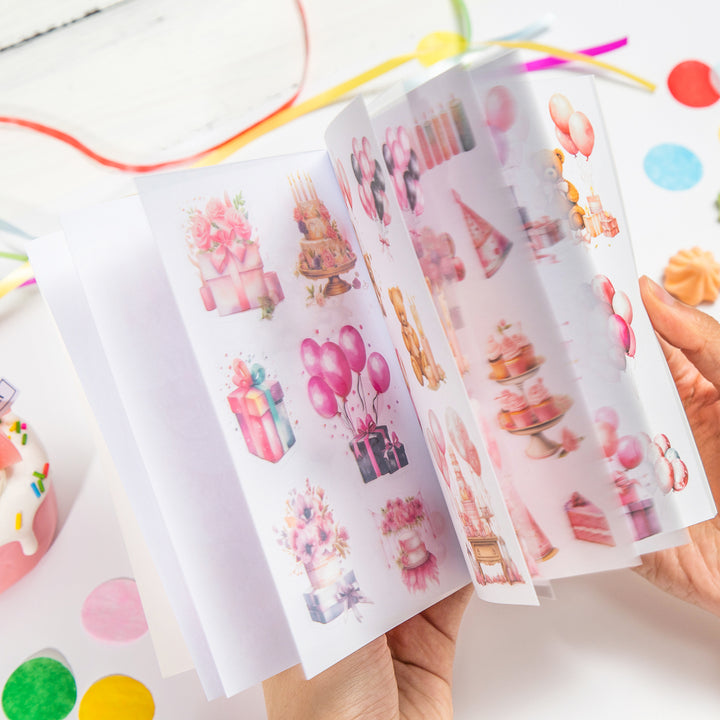 Happy party Washi Stickers Romance Flower Plant Dual-material Stickers