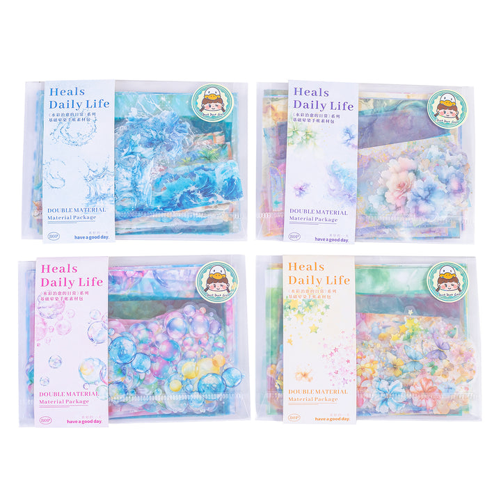 Heals Daily Life watercolor background sticker design