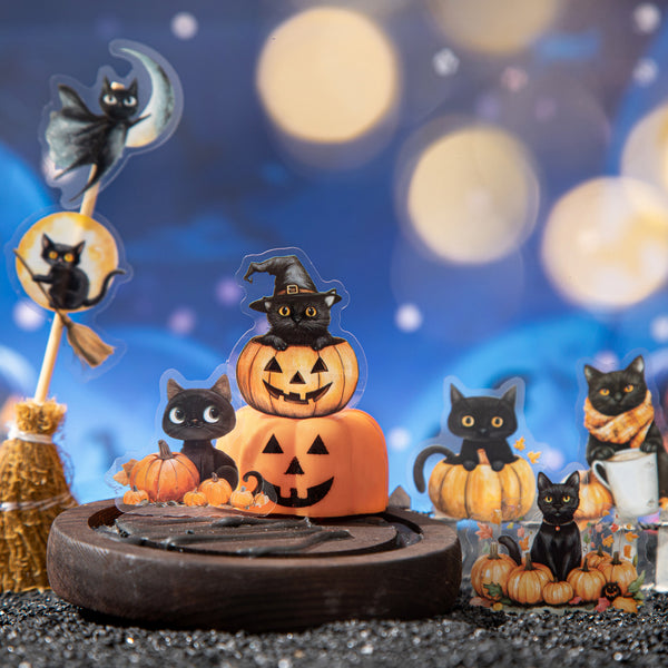 Helia Diary PET Stickers Halloween Cat Suitable for Junk Journal