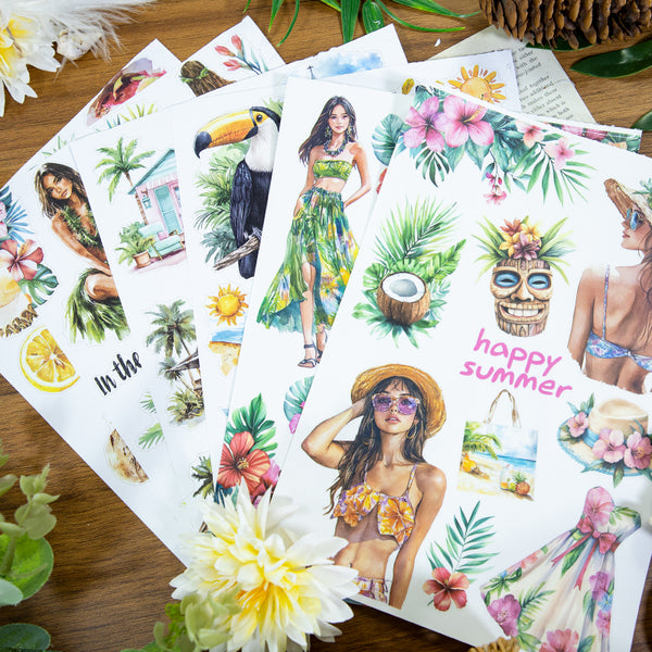 Hello Summer Ocean Collage Sticker Book For Artistic Use