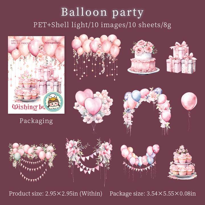High-Quality Birthday Cake Gift Balloon PET Stickers for Planner Balloon party