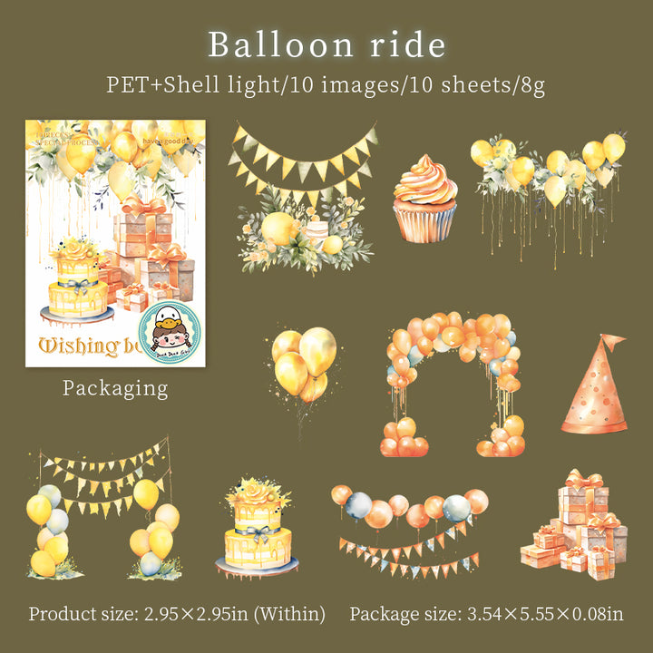 High-Quality Birthday Cake Gift Balloon PET Stickers for Planner Balloon ride