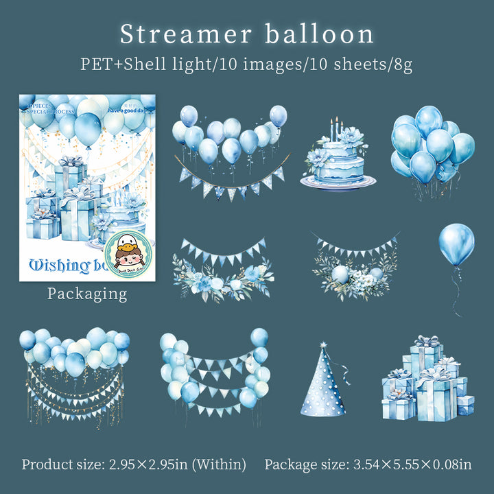 High-Quality Birthday Cake Gift Balloon PET Stickers for Planner Streamer balloon