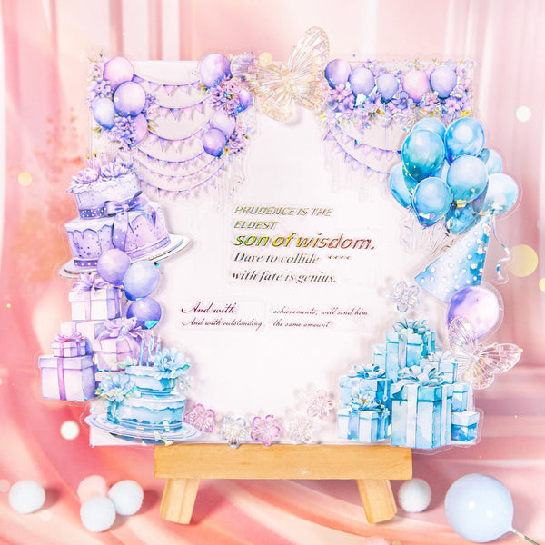 High-Quality Birthday Planner Stickers with Cake and Balloons