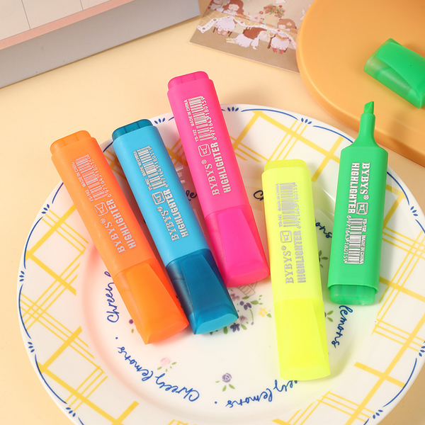 High Capacity Fluorescent Markers Cartoon Fluorescent Markers Long-lasting Ink Colorful