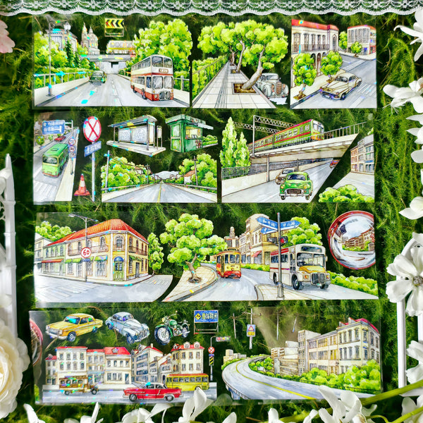 Highway 66 PET Tape City Countryside Suitable for Journal Lovers