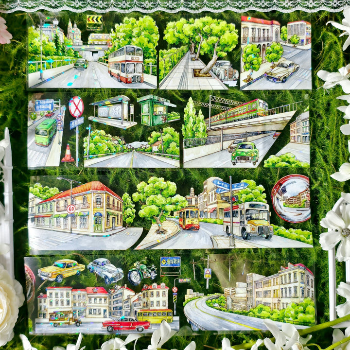 Highway 66 PET Tape City Countryside Suitable for Journal Lovers