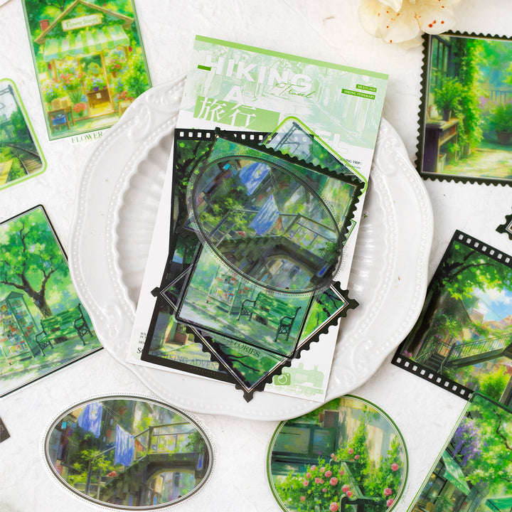Hiking Trip Series PET Stickers Scenery Creation for Journaling