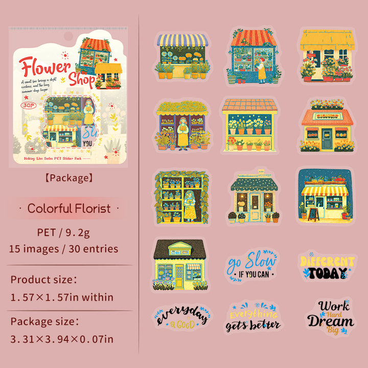 Holiday Facts Series Colorful Florist Gold Foil Stickers Floral Life Stickers