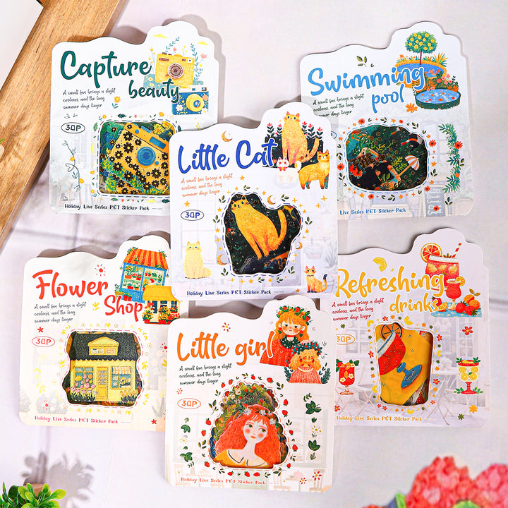 Holiday Facts Series Gold Foil Stickers Vacation Life Stickers Hand-painted