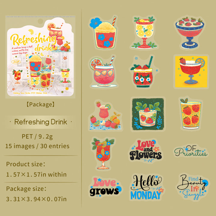 Holiday Facts Series Refreshing Drink Gold Foil Stickers Beverage Life Stickers