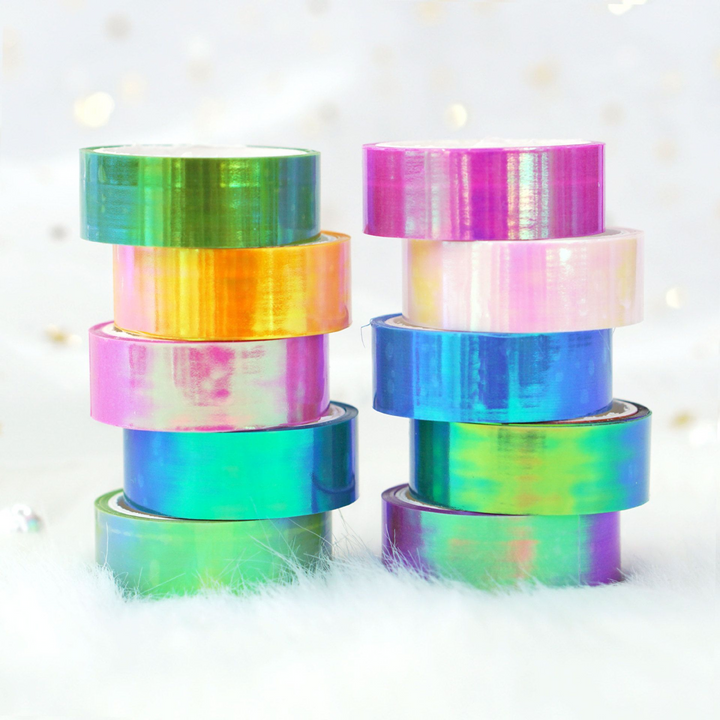 Holographic Rainbow PET Tape Set Aesthetic Light Reflection
