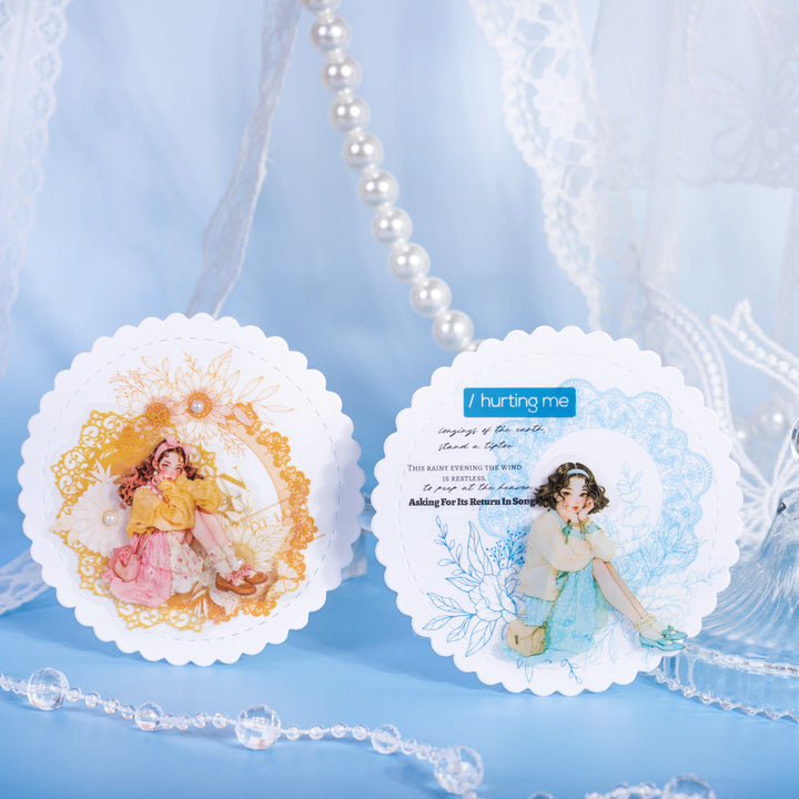 Huaying Weaving Character Stickers Pastel Vintage Style