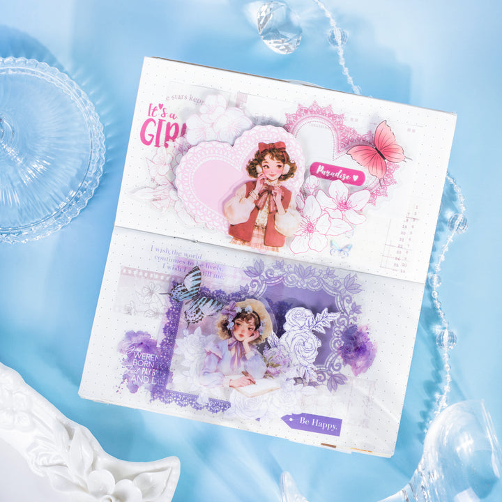 Huaying Weaving PET Girl Stickers Elegant Border Details