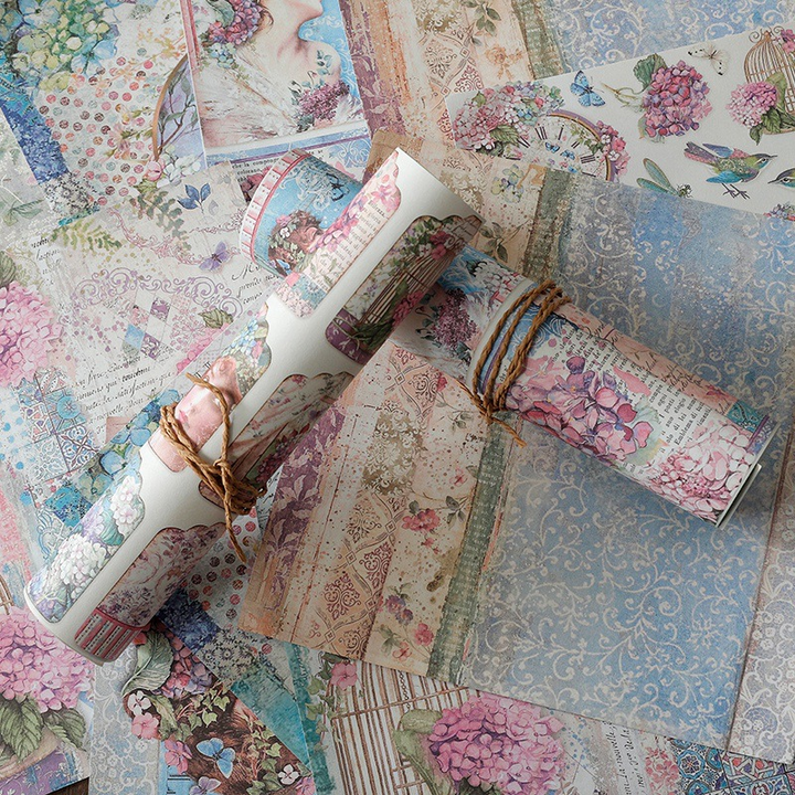 Hydrangea Theme Background Paper for DIY Journals and Art Projects