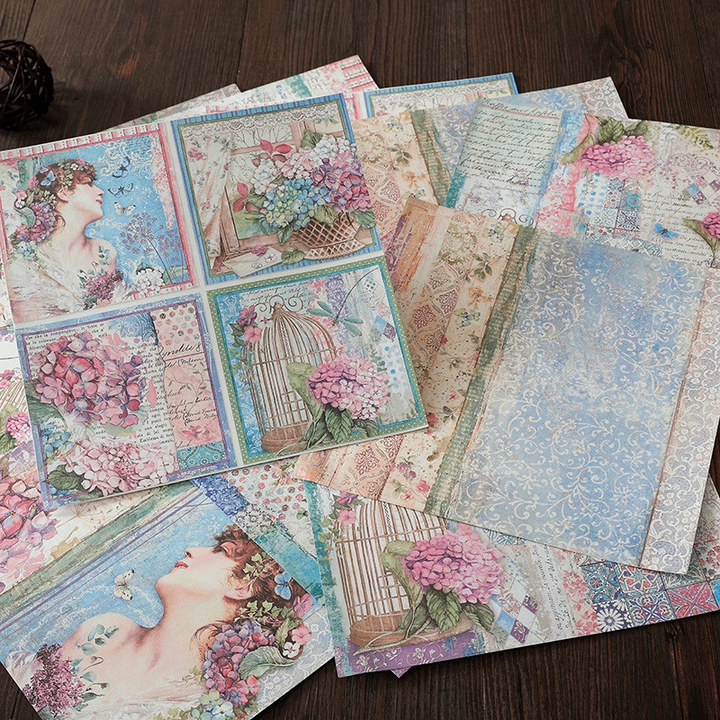 Hydrangea Theme Romantic Craft Paper for Collage and Scrapbooking