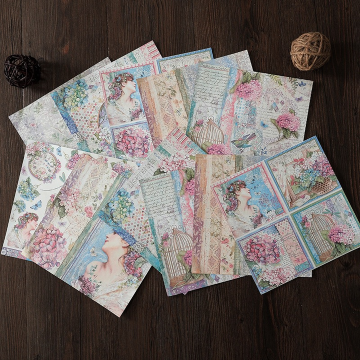 Hydrangea Theme Romantic Texture Paper for Crafting and Collage