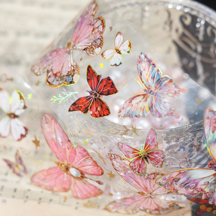 Ice Crystal Butterfly Romance PET Tapes Elegant Design