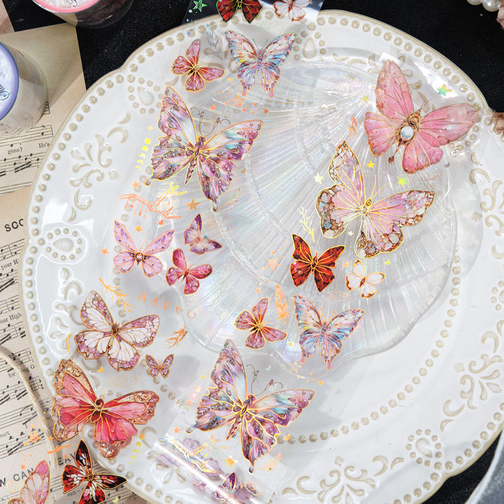 Ice Crystal Butterfly Romance PET Tapes Elegant Design Scrapbooking
