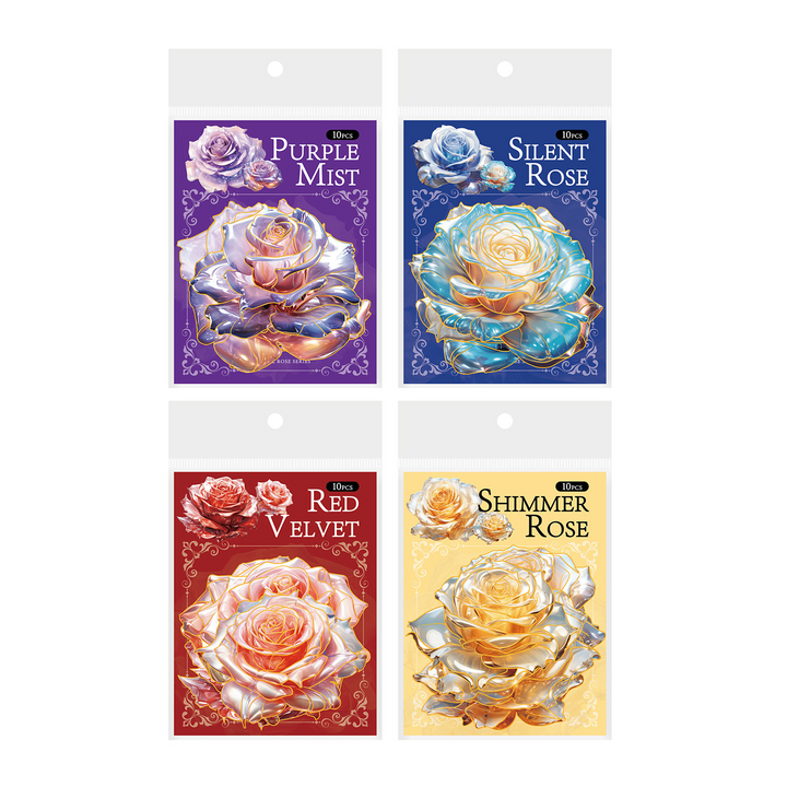 Ice Crystal Rose Series Journaling Floral Materials PET Stickers