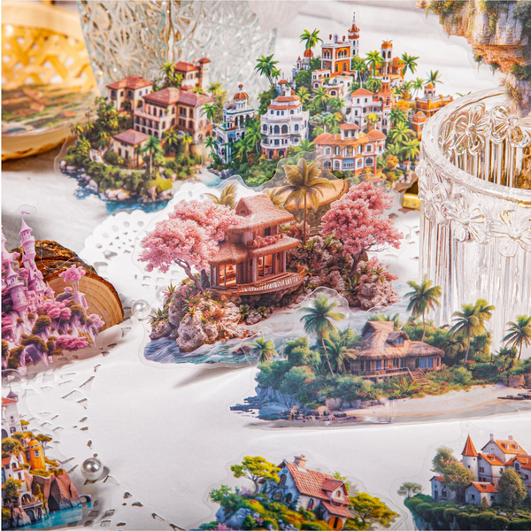 Island Series PET Stickers Peach Blossom Seaside Fantasy