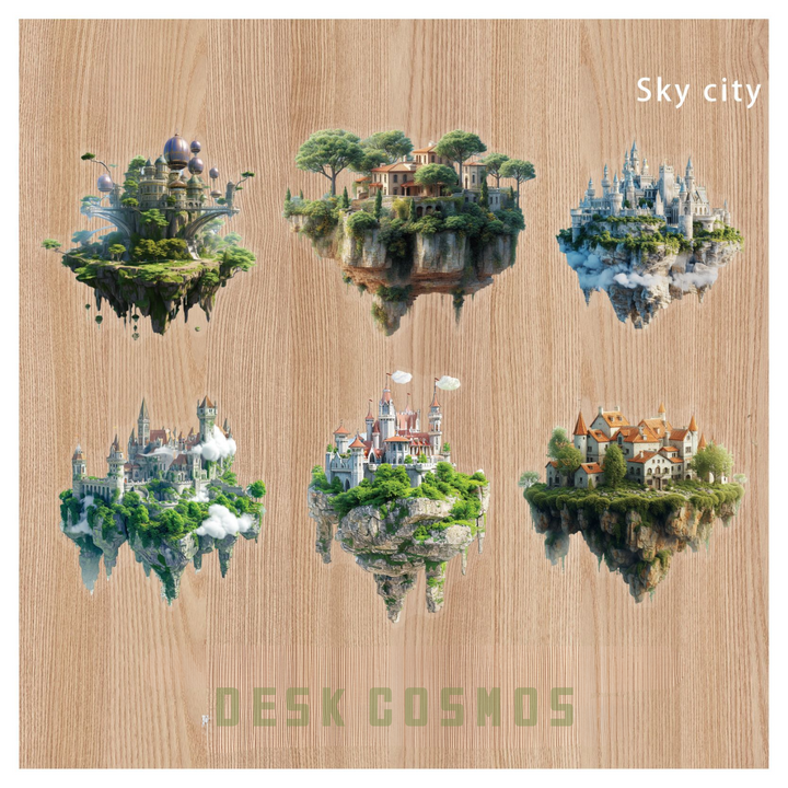 Island Series Sky City Floating Urban Aesthetic Stickers