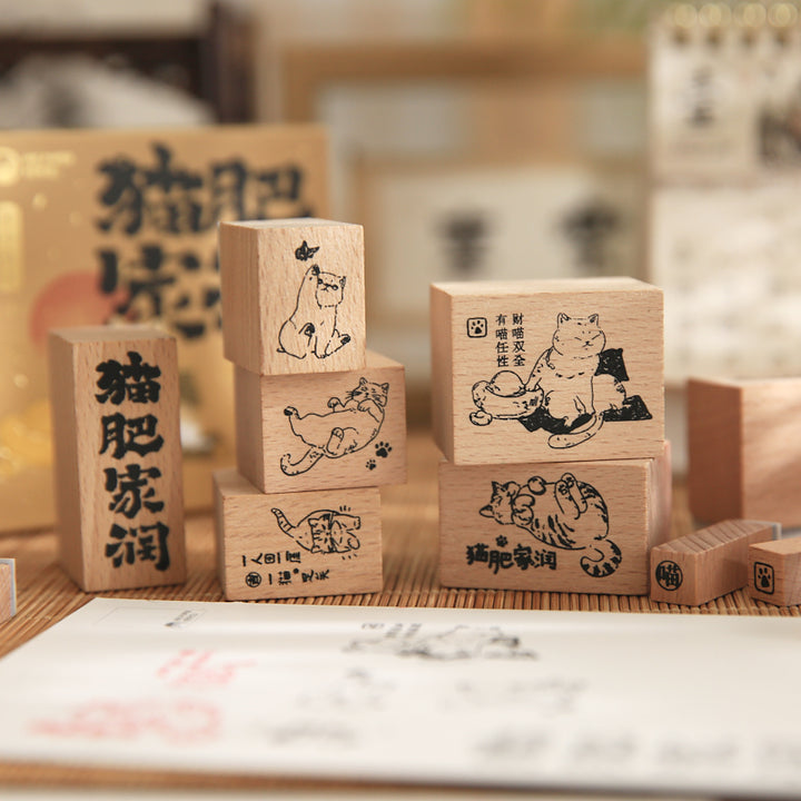 Japanese Chubby Cat Stamp Set 12 Pcs Available in Multiple Styles for Journal DIY