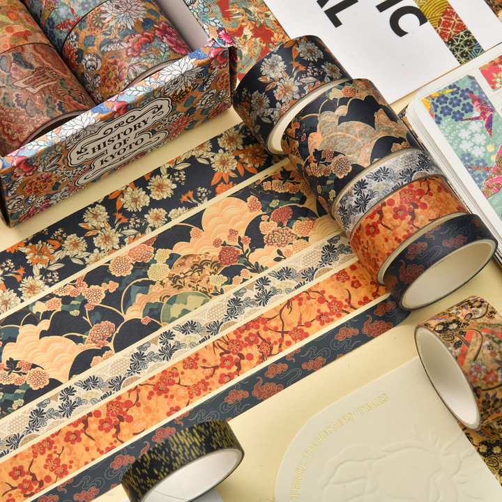 Japanese Washi Tape History of Kyoto Set Floral Tapes