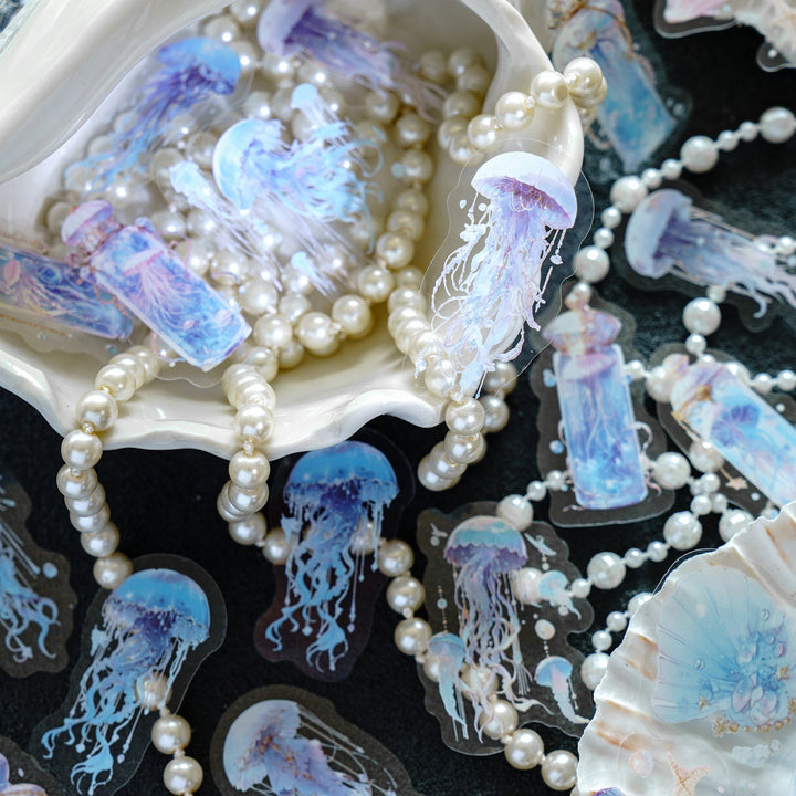 Jellyfish Fantasy Map Ocean Decor Stickers for Journal DIY