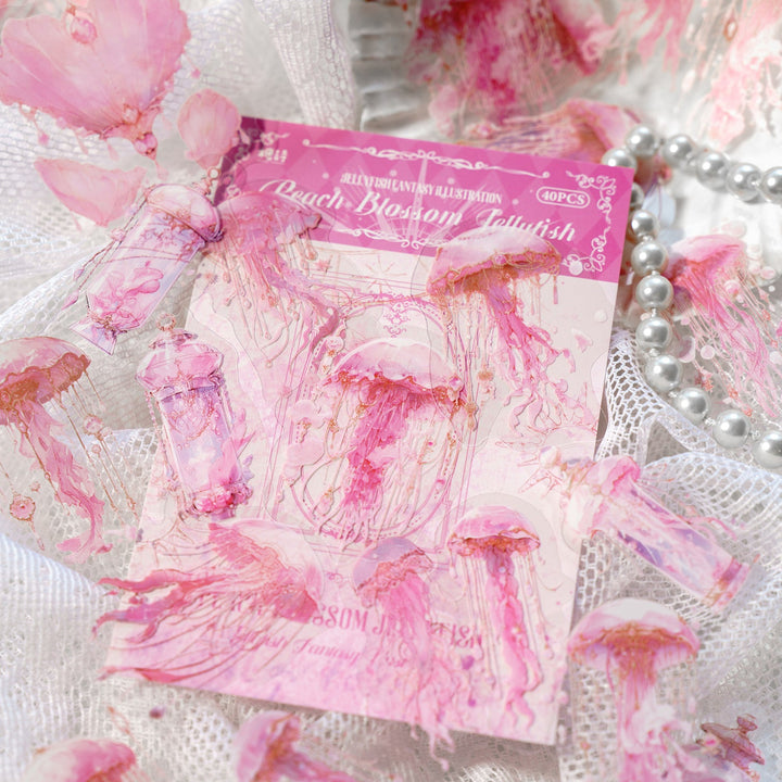 Jellyfish Fantasy Map Transparent Ocean Stickers for Collage