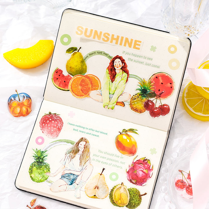 Jinxiu Glass PET Stickers Fruit Designs for Planner Decoration