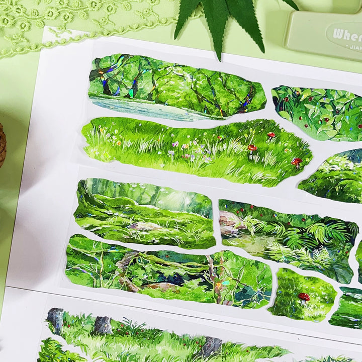 Journal PET Tape Mossy Summer Decorative Nature Style