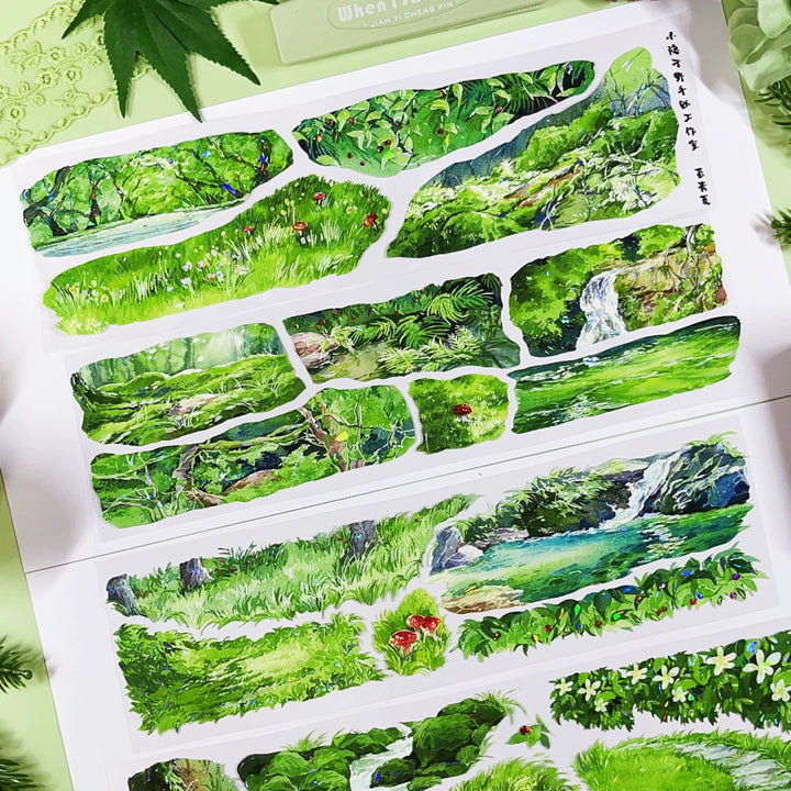 Journal PET Tape Mossy Summer Decorative Plant Scenery