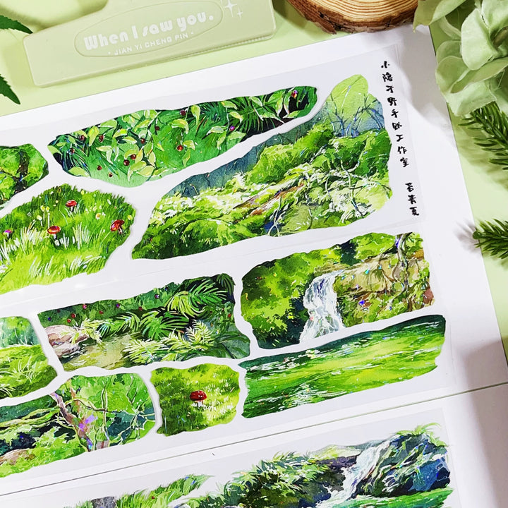 Journal PET Tape Mossy Summer Decorative Scrapbook Supply