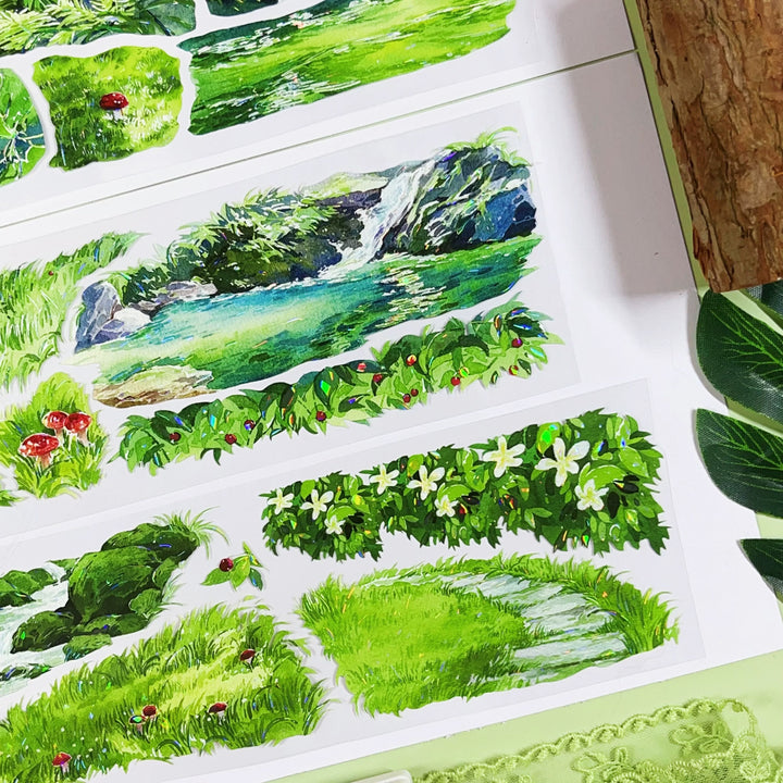 Journal PET Tape Mossy Summer Nature Scenery Design