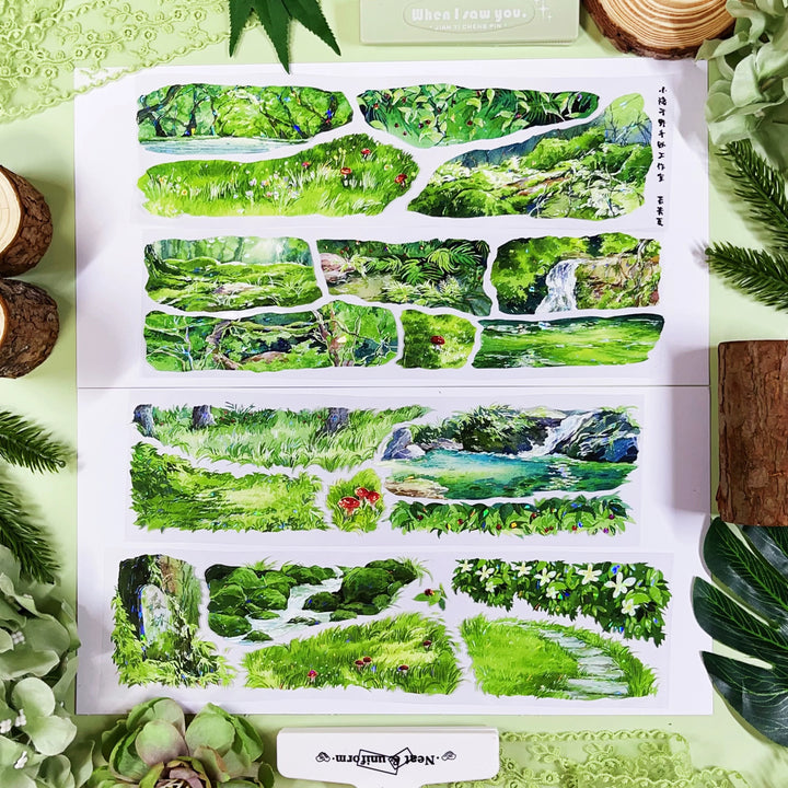 Journal PET Tape Mossy Summer Plant Aesthetic Design