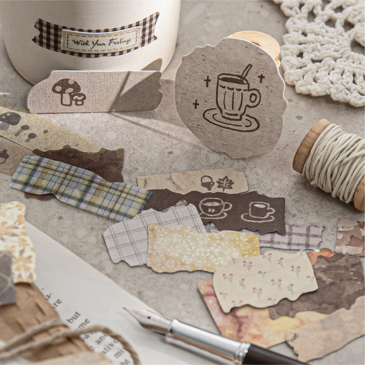 Journal Stickers Fragmented Fabric Scrap Look For DIY