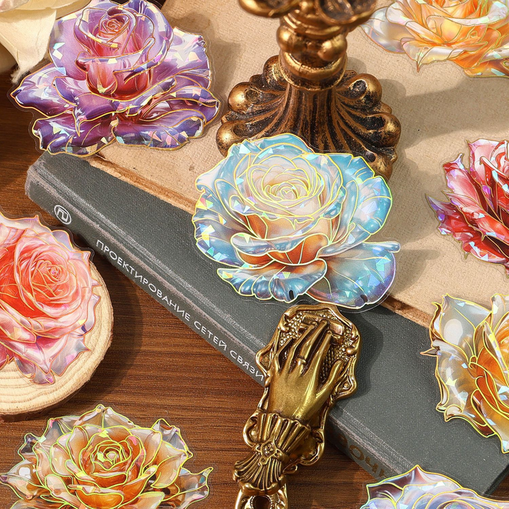Journaling PET Stickers with Shell Light in Ice Crystal Rose Series
