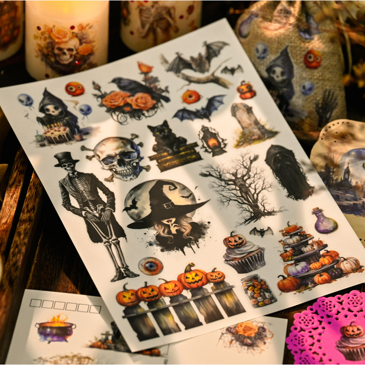 Judy Transfer Stickers Halloween Transparent Sheets for Collaging
