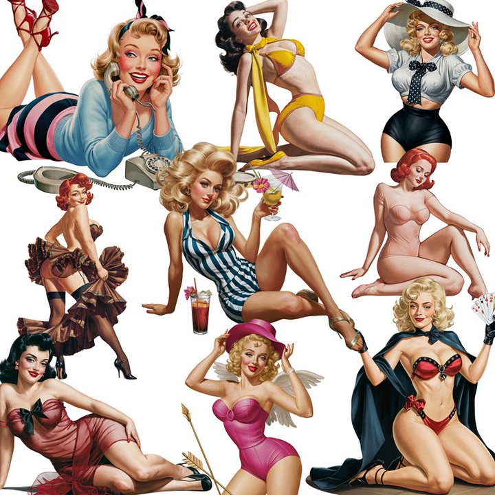 Junk Journal Stickers Vintage Character Girls Retro Aesthetic Sticker Set