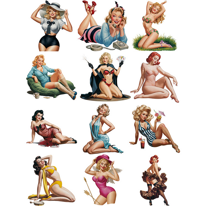 Junk Journal Stickers Vintage Character Girls Sexy Girl Ephemera Pack