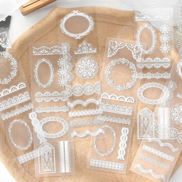 Lace Border Lace Pattern PET Stickers Retro