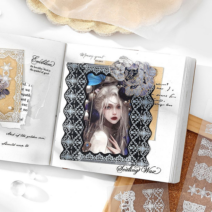Lace Border Retro PET Stickers Artistic Style
