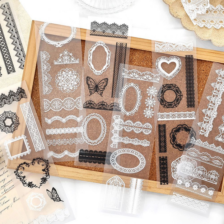 Lace Border Stylish Retro PET Stickers Lace